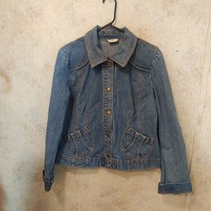 Ann Taylor Loft Light Wash Pocketed Denim Jacket